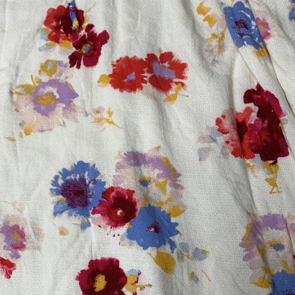 Lucky Brand Cream Floral Maxi Dress with Red, Blue & Purple Blooms - Picture 2 of 7